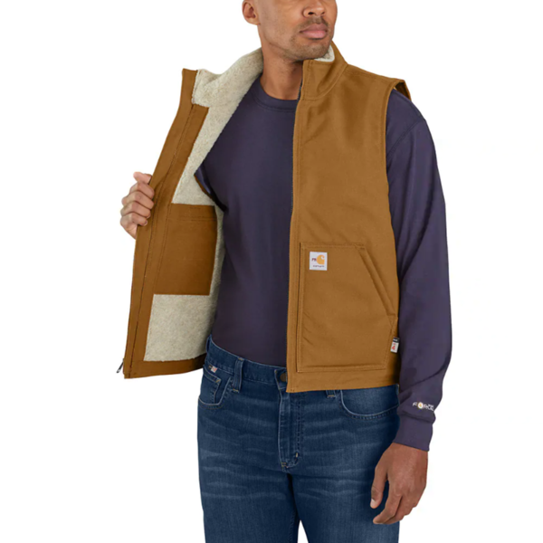 FR Duck Sherpa-Lined Vest in Carhartt Brown